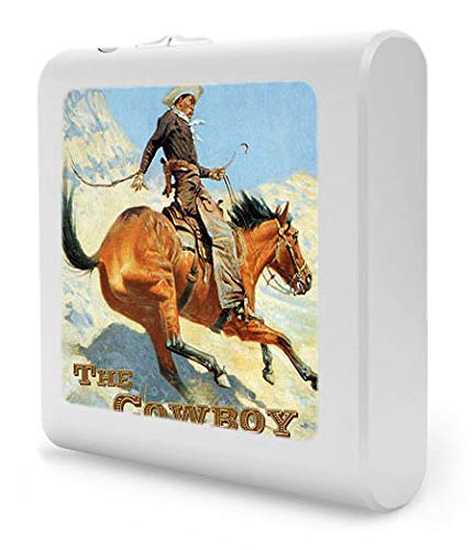 Image of Art Plates Plug in Dimmable LED Night Light with Dusk to Dawn Auto Sensor, Adjustable Brightness, Warm Light, Auto On-Off Nightlight for Bathroom, Hallway, Nursery, Bedrooms - Horse-The Cowboy