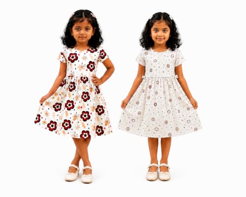 Image of Kids Girls Combo Frock | Girl Cotton Blend Dress | Princess Style Frock | Birthday, Casual & Festive Outfit