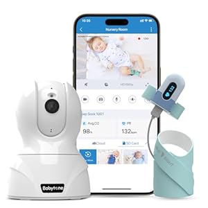 Babytone Baby Monitor- Smart Sleep Sock & HD Camera, Track Heart Rate & Average Oxygen Level, Cry/Motion Detect, Two-Way Audio and 1080P Night Vision 2.4G Baby Monitor with APP
