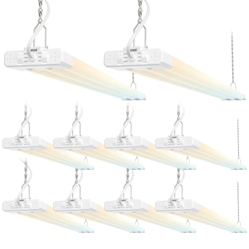 Image of JESLED 4FT LED Shop Lights, 3CCT Selectable 4000K /5000K /6500K, Adjustable 30W /40W /50W, 7500LM(300W Eqv), Linkable Utility Commercial Bay Light, Plug & Play, Ceiling or Hanging Mount, ETL, 10-Pack