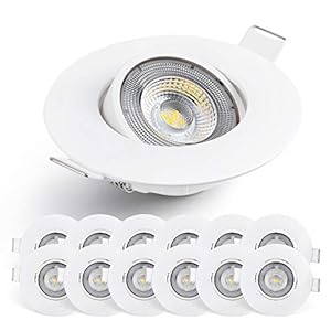 Emos Exclusive Spot LED Encastrable 4000K – Lampe Plafond Orientable 50° pour ampoules LED 12 Spots LEDs Ronds 5 W/450 Lumens/Blanc Froid – Spot Encastrable LED Plat Blanc
