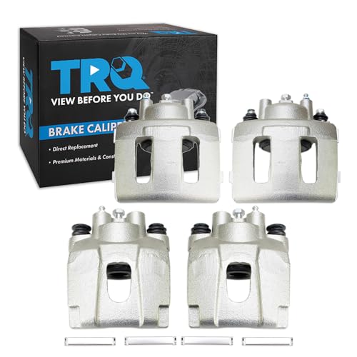 Image of TRQ Front and Rear Brake Caliper Set Zinc Coated Brackets Hardware Compatible with 2003-2006 Jeep Wrangler