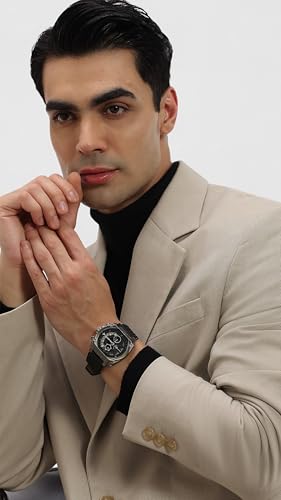 Image of Police Quartz Analog with Grey Dial Black Leather Strap Watch for Men - PLPEWGF0040002