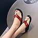 oiangi Glitter Flip Flops Sandals for Women Casual Summer Fashion Thong Open Toe Wedge Platform Slippers Red