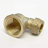 Plumbstation 15mm x 3/4&quot; Compression Female Iron Elbow, Brass