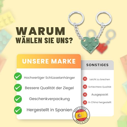 NumeroPhi - Schlüsselanhänger Partner Herz, Geschenk für die Liebenden, Freundschaft, Valentinstag