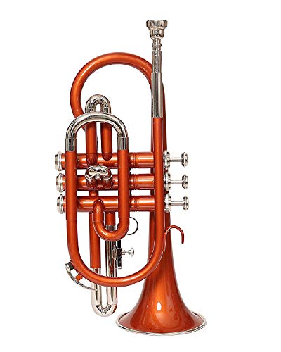Cornet Trumpet Bb Flat Orange Nickel - With Hard Case Mouthpiece #TOP3