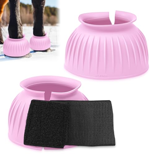 Image of Abbylike Bell Boots for Horses 1 Pair /2 Pair Available, Protect Against Hoof Impact Trauma, Rubber Bell Boots Horse Care for Turnout, No Rub Design Wrap Hook and Loop