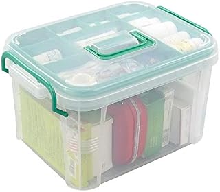 Callyne Set of 1 Clear Storage Box Container, Family First Aid Box Medicine Box Organizer