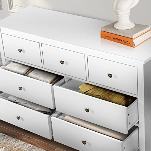 Lqfatest BEDROOM SET 7 Drawer Dresser And 2 Drawer Nightstands Set, Wooden Bedroom Furniture, Modern, White thumb #6
