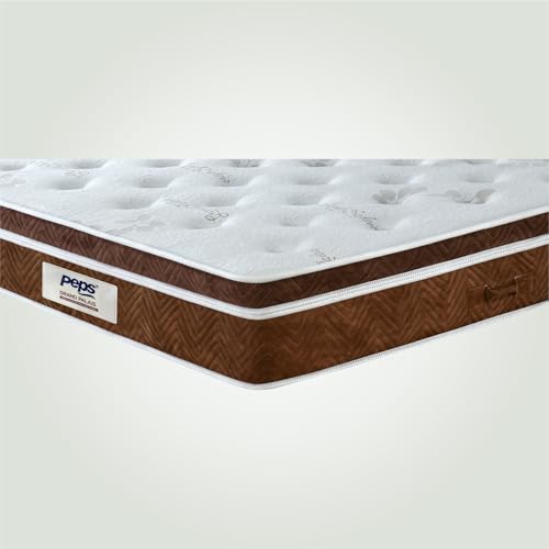 Image of peps Restonic Grand Palais 8 Inch Euro Top Pocket Spring Mattress | Double Size 78X48 Inches | Memory Foam & Visco Elastic Comfort Layer | Zero Disturbance | BIS Certified | 10-Year Warranty