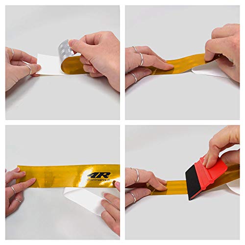 4R Quattroerre.it 32283 Klebefolie, zugelassen, reflektierend, 3 m, für Fahrzeuge, Rot, 50 mm x 1 m