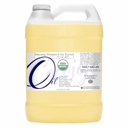 Dr Joe Lab Organic Vitamin E Oil Hydration - USDA Certified Natural Non-GMO Vegan Cruelty-Free - for Face Skin Hair Body Nails Cuticles and Locs -128 oz