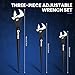 DIKTALK 3-Piece Adjustable Spud Wrench Set (10, 12, 16 Inch), CR-V Steel & Black Oxide Finish, SAE & Metric Scales, Alignment Punch and Crowbar Tail for Construction/Mechanical Repair/Outdoor Projects