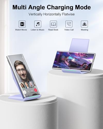 Image of NANAMI Wireless Charger - Fast Wireless Charging Stand Compatible with Apple iPhone 17 /17 Pro /17 Pro Max /16 /15 /14 /13 /12 Pro, Desktop Phone Charger for Samsung Galaxy S26 /S26+ /S25 /S24 /S23 /S22 /S21