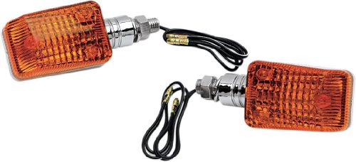 K&S Technologies Dot Approved Halogen Mini-Stalk Turn Signals - Chrome W/Amber Lens, Finish: Chrome 25-7502 #TOP28