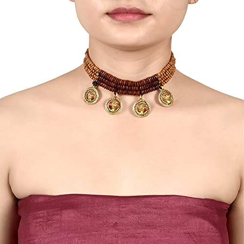 Image of AAKRITI ART CREATIONS Royal Empress Handcrafted Tribal Dhokra Necklace & Choker Collection | Artisan Ethnic Brass Jewelry with Oval & Square Designs, Amulet & Talisman Styles for Women