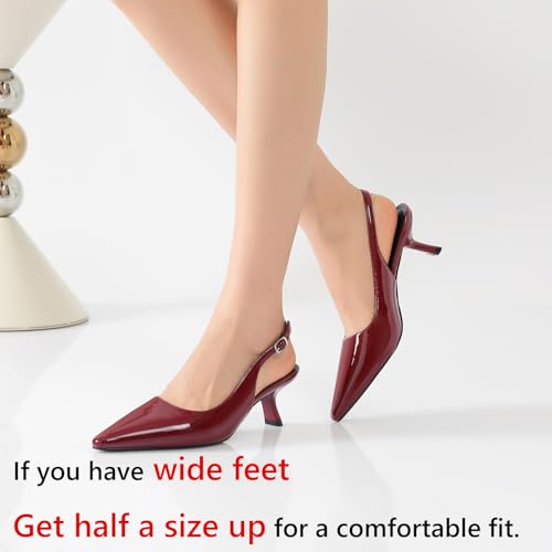 Image of RIBONGZ Sexy Slingback Pumps Elegant Dressy Heels for Women Closed Toe Pointy High Heels Wedding Bride Prom Party Evening Shoes