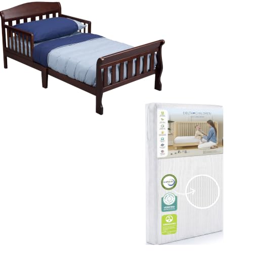Image of Delta Children Canton Toddler Bed & Toddler Mattress, Cherry