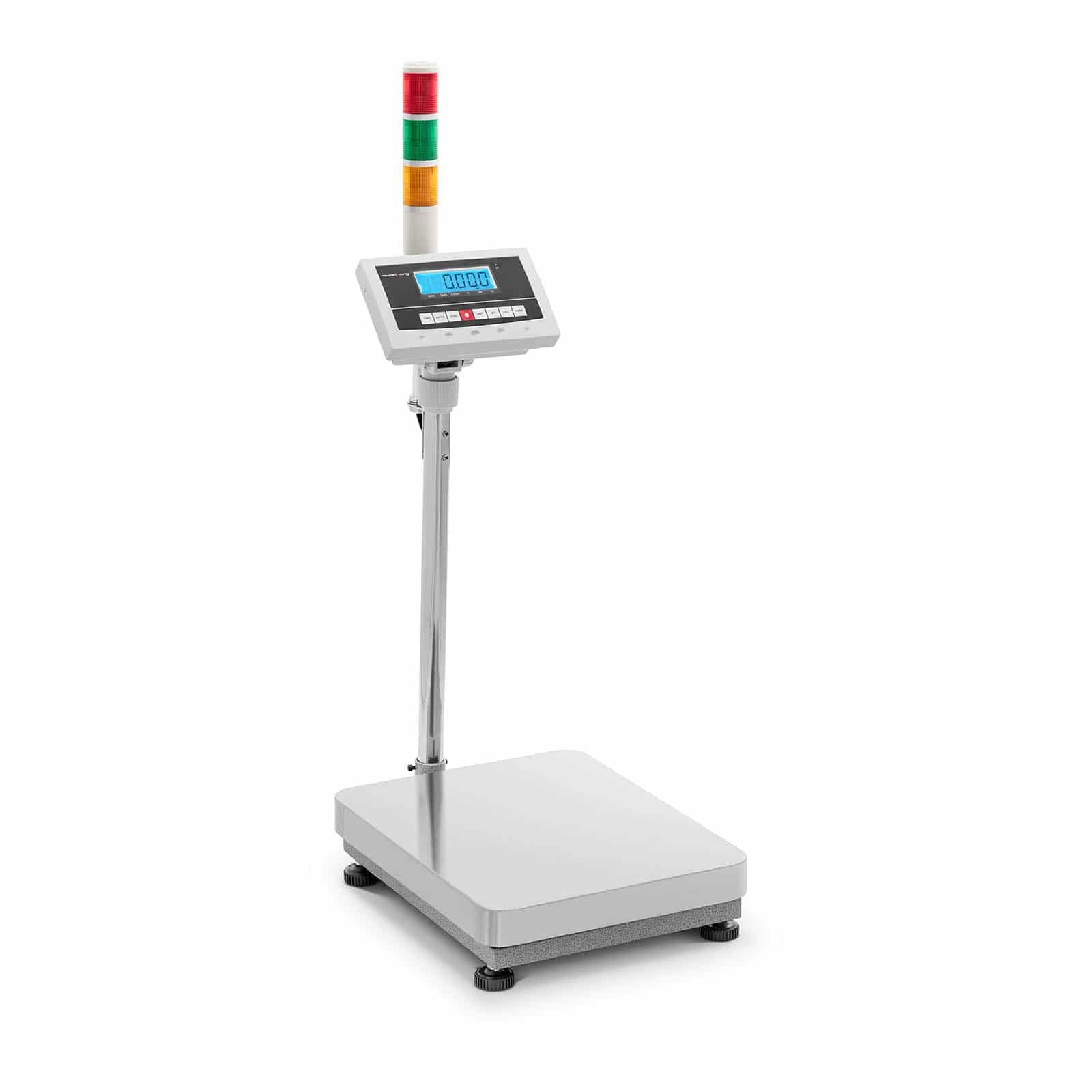 Steinberg Systems SBS-PF-300/10A Plattformwaage Warnleuchte 300 kg / 0,005 kg 400 x 500 x 122 mm kg/lb Bodenwaage Waage Industriewaage mit Signalleuchte Kontrollampel