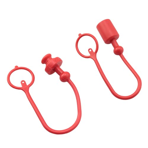 Image of 2Sets Hydraulic Coupler Dust Cap ISO A Hydraulic Coupler Male Dust Cap and Female Plug Cover Quick Disconnects Port Plug Cover Fittings with Retaining Ring Keeps Cap Connected to Hose