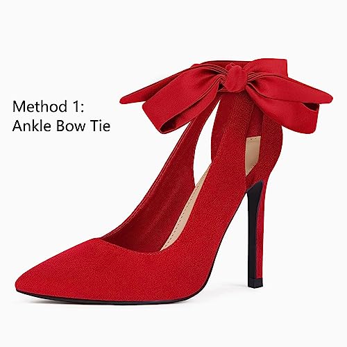 Image of Fashare Womens High Heels Bow Tie Back Sexy Stiletto Ankle Strap Wedding Dress Pumps Shoes