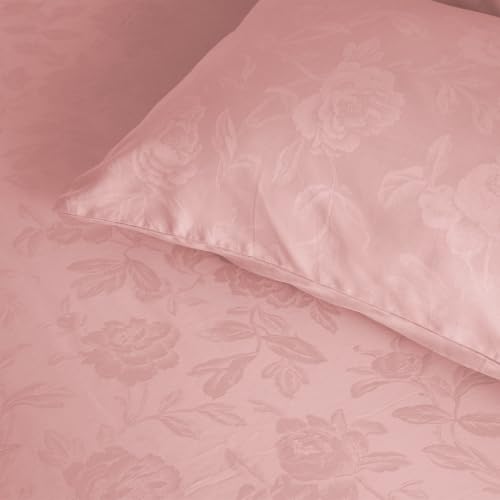 Image of Blue Dahlia 100% Cotton, King Size /Double, Elastic Fitted Bedsheet (72 inchx78 inch) + 2 Pillow Covers,Fits Upto 10 inch Mattress, 300TC Premium Bedsheet, Jacquard Rose Pattern - Cameo Rose