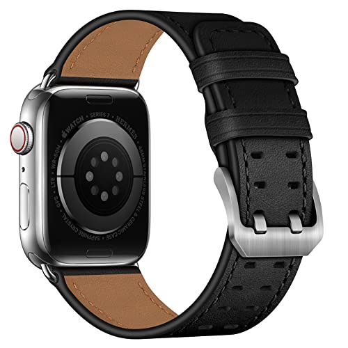 Bracelet Apple Watch 49mm cuir véritable anti irritation pour iWatch Ultra