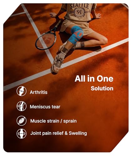 Image of Knee Brace Ultima with Patella Gel Pads & Side Stabilizers, Nylon Knee Brace for Men and Women, Durable Knee Caps for Sports, Gym Exercise, Running, Cycling, Injury Recovery - Blue, L Size. 1 Pc