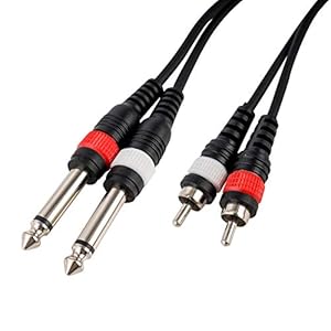 Audio Cable Stereo 3 m (2x Chinch male / 2x 6,3 mm Jack)