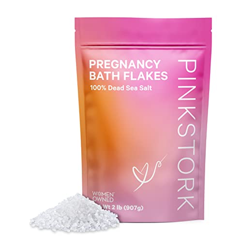 Pink Stork Pregnancy Bath Flakes: Unscented Magnesium Bath Salts for Pregnant Women, Pregnancy Must Haves, Fragrance-Free, 2 lbs