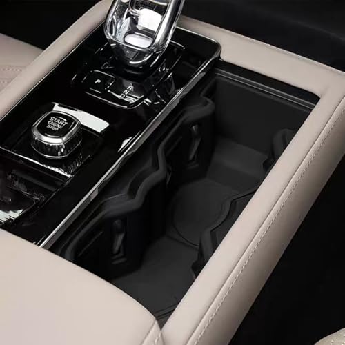Image of Silicone Material Cup Holder Coaster for Volvo 2026 XC90 Center Console Gear Shift Protector, Automotive Accessories (2026 XC90 Cup Coaster, Black)