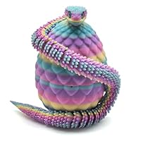 Fyunlle 3D-gedrucktes öffnendes Drachenei & Schlangei mit 30cm gelenkig Flexibler Schlange - Einzigartiges Fidget-Objekt, D&D LARP Cosplay Requisite, Deko, Geburtstags- & Fantasygeschenk (Regenbogen)