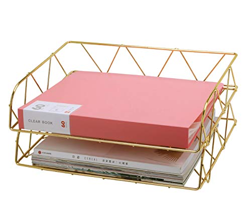 image for PAG 2 Packs Desktop File Organizer Metal Stackable Horizontal Letter T