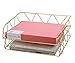 PAG 2 Packs Desktop File Organizer Metal Stackable Horizontal Letter Tray Paper Holder Rack, Gold