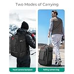BAGSMART Rolling Camera Bag for DSLRs, Professional Large Camera Backpacks for Travelling Photographers, Photographic Rolling Case & Travel Suitcase, Grey