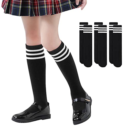 American Trends Kids Knee High Socks Boys Girls School Uniform Dress Socks Toddler Long Tube Seamless Knit Socks 3 Pack