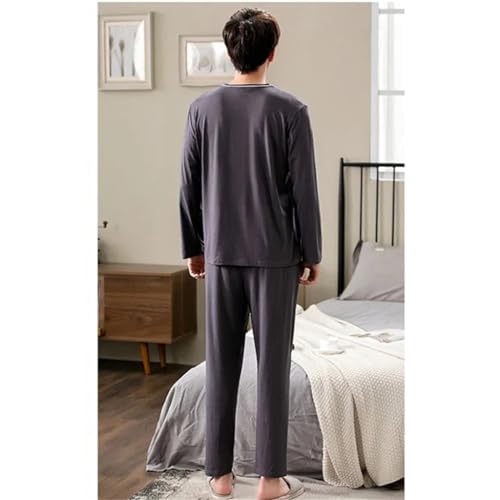 Men's Pajamas Cotton Plus Size Long Sleeve Pullover Sports Homewear Casual Korean Large3
