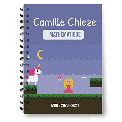 CADEAUX.COM - Cahier Enfant Personnalisable Avec Prénom - Jeux Vidéo Rétro - Princesse et Licorne - Idée Cadeau Personnalisé Enfant - Cahier A4 à Spirales à Petits Carreaux - 60 pages Cover