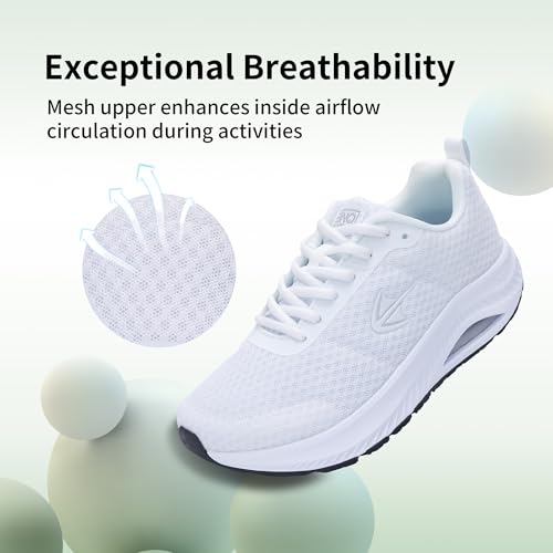 Image of Womens Wide Toe Box Walking Shoes with Arch Support Tennis Orthotic Sneakers Wide Width Shoes for Plantar Fasciitis Pain Relief White US 7.5