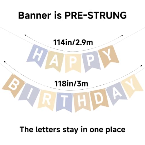 Image of Happy Birthday Banner Party Banner NO DIY Birthday Sign Brown Grey White