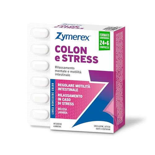 Zymerex REGOLA COLON E STRESS | 30 compresse | Regolarità intestinale | Con Acido butirrico | 6 miliardi di Probiotici | Senza glutine e lattosio | Adatto a vegetariani
