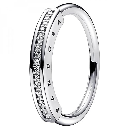 PANDORA Anello Fascia Pavé e Logo 192283C01-54