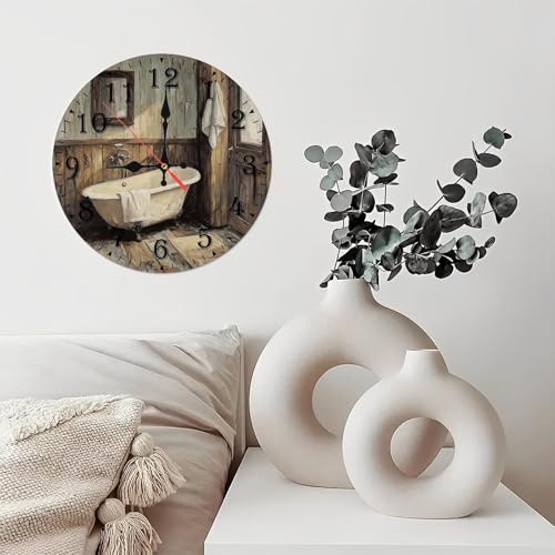 Reloj de pared silencioso de madera 10 pulgadas vintage miniatura 3