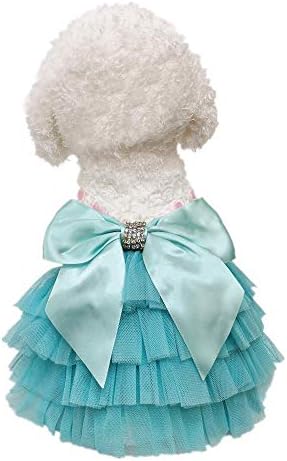 Wolyepor Princess Suspender Layered Dog Dress Tutu Gauze Skirt for Dogs and Cats (X-Small, Light Blue)