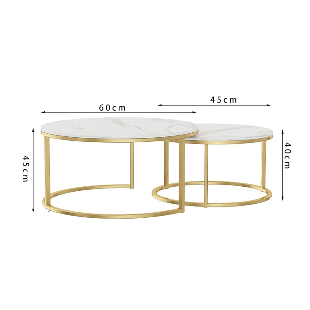 Set Mit 2 Beistelltischen Im Wohnzimmer, Runder Couchtisch, 70 X