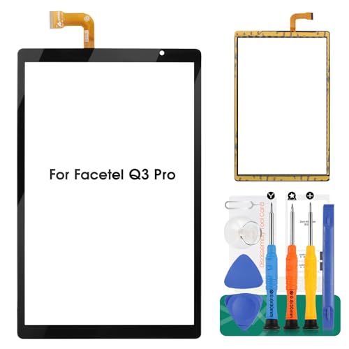 SRJTEK pour Facetel q3 Pro Tablet 10.1 inch Touch Screen Glass Digitizer Assembly Glass Repair Parts Kits (Noir, Non Inclus LCD)