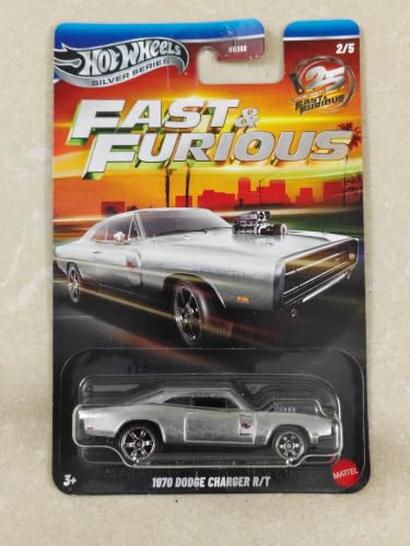 Image of Hot Wheels 1:64 Scale Toy Car, Die-Cast Silver Series Fast & Furious - 1970 Dodge Charger R /T