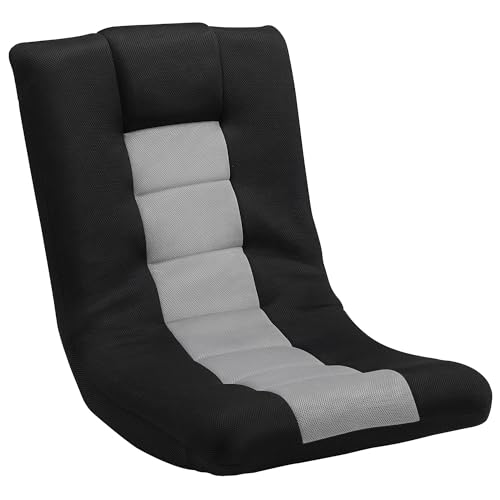 HOMCOM Folding Floor Chair, Mesh Fabric Floor Sofa with Adjustable Backrest, Wide Seat, Swivel Base and Metal Frame, Lounge Lazy Sofa Chair for Meditating, Reading, Gaming, Black