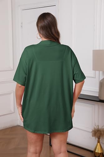 Image of IN'VOLAND Women Plus Size Lightweight Cardigan Short Sleeve Open Front Casual Summer Kimonos Cardigans with Pockets